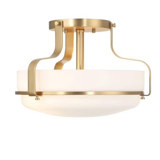 Hello Honey® Chatsworth White & Gold Etched Opal Glass & Metal Semi-Flush Mount Ceiling Light